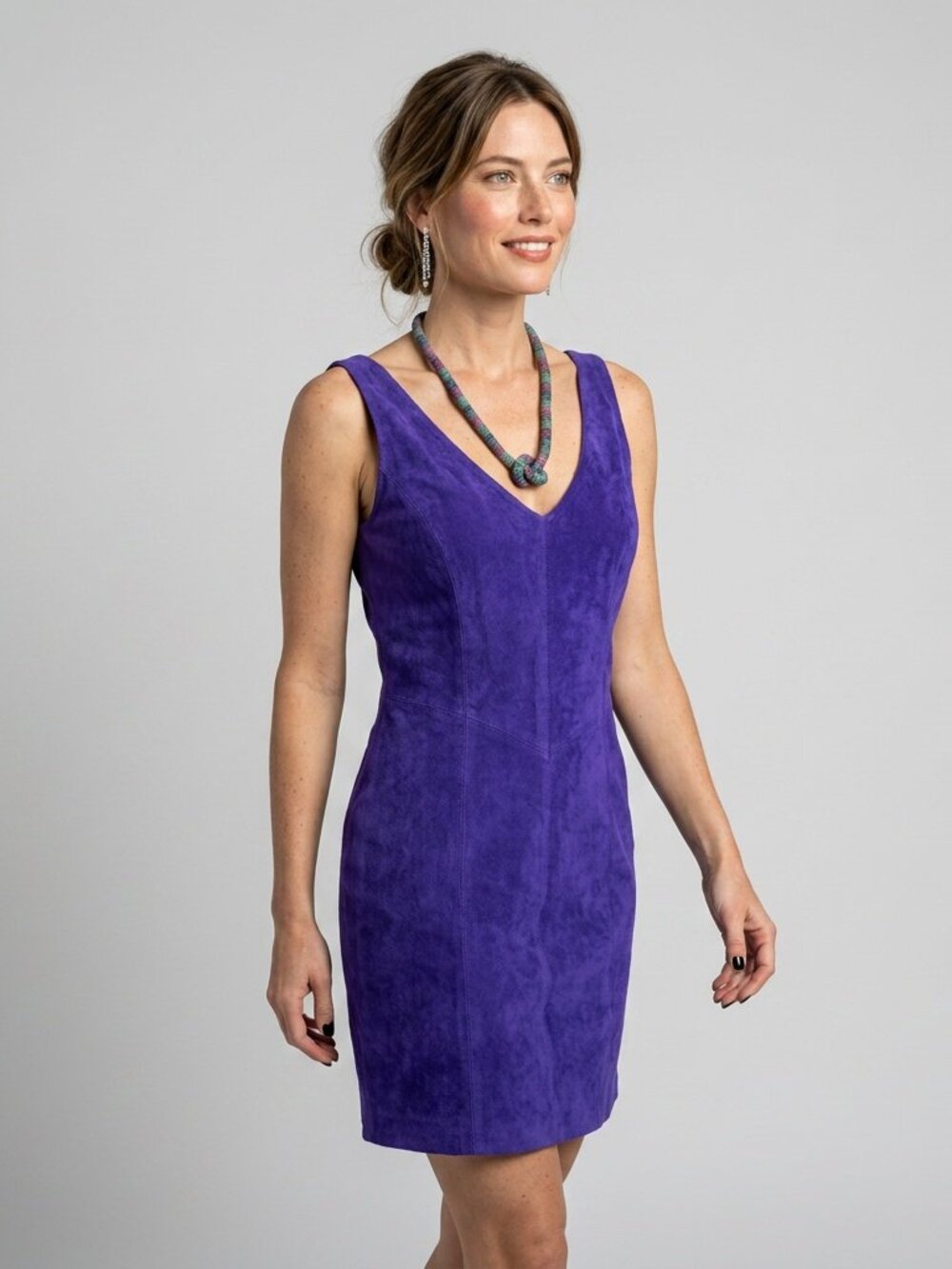 Purple Leather Dress 1980s Bodycon Mini Dress By Firenze Santa Barbara View 2